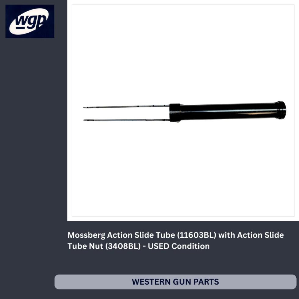 MOSSBERG ACTION SLIDE, 12 GAUGE, 7 3/4", BLUED WITH ACTION SLIDE TUBE NUT - USED PARTS